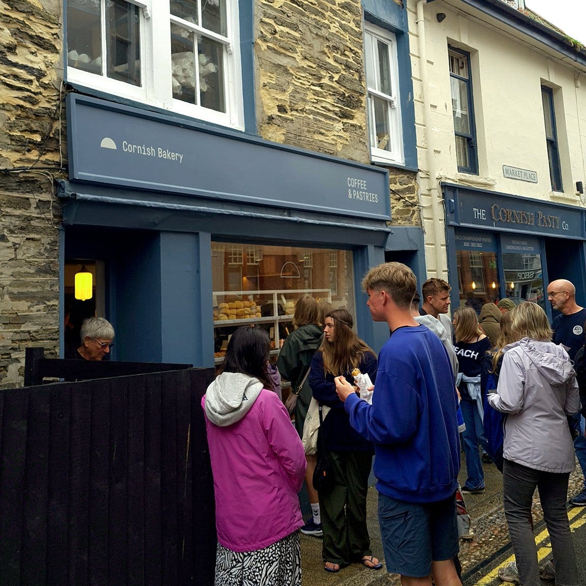 The Cornish Bakery in Padstow offering pastries and baked goods to go