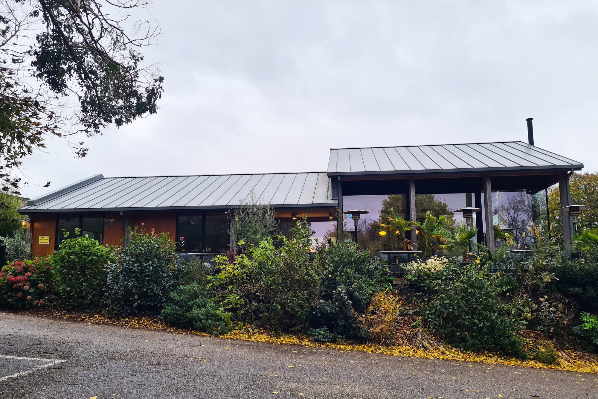 Outside Fern restaurant near Bodmin with scenic surroundings and parking