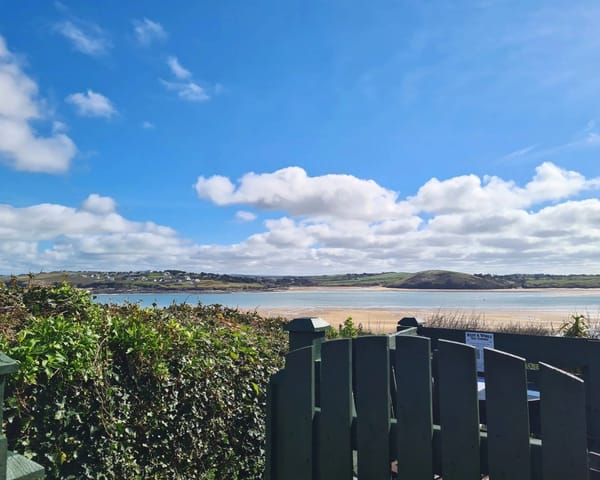 Entrance to Rest A While Tea Garden overlooking Hawker's Cove near Padstow